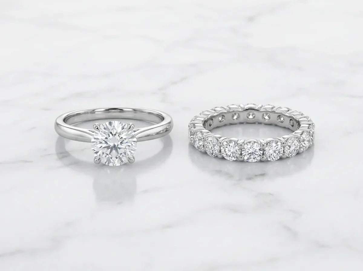 diamond band and  wedding band