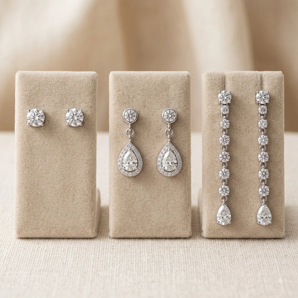 Diamond Stud, Diamond Hoop and Diamond Dangle earrings