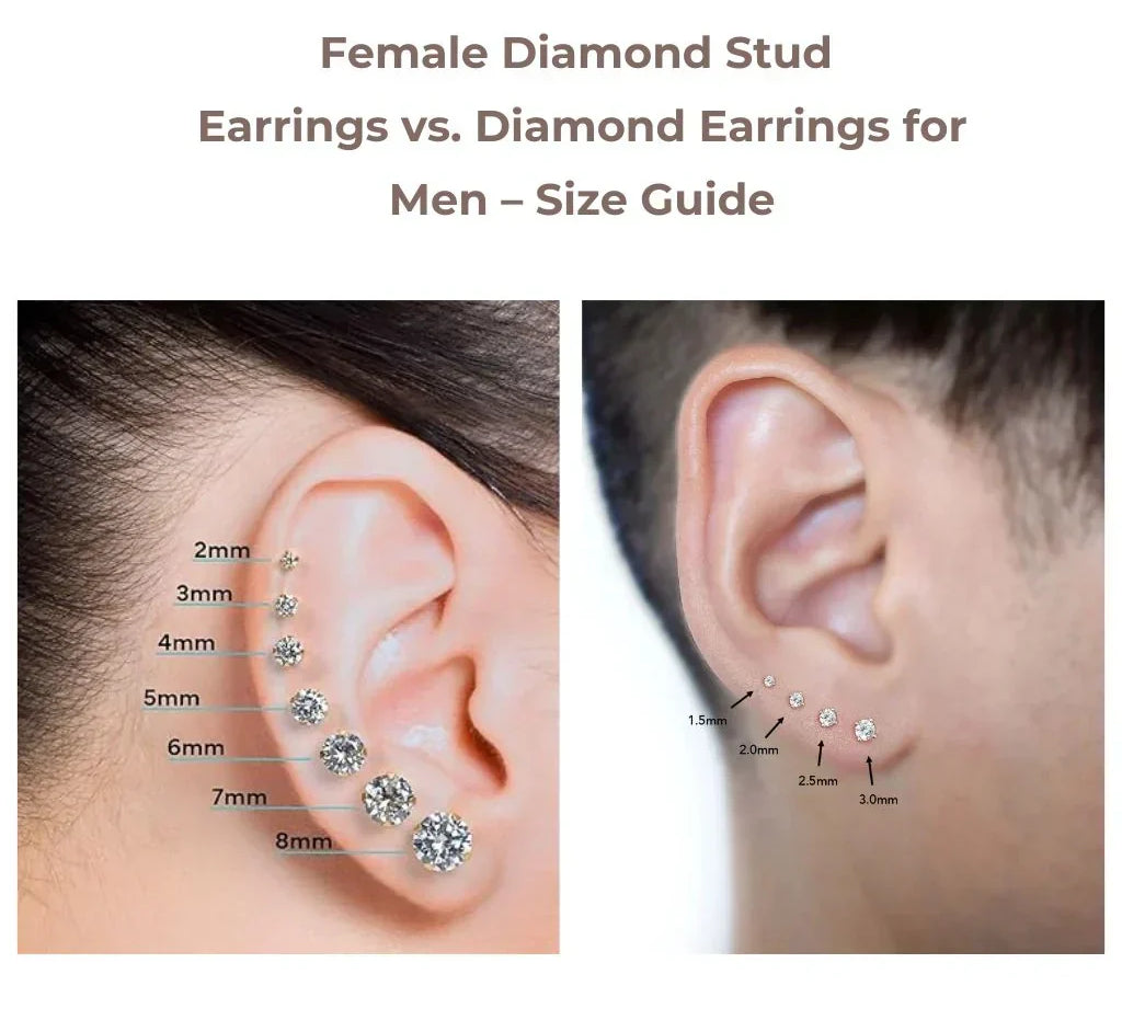 Female Diamond Stud Earrings vs. Diamond Earrings for Men – Size Guide