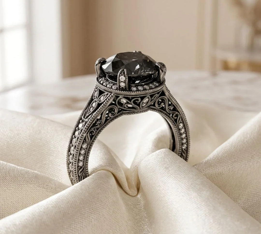 Black Diamond Engagement Ring