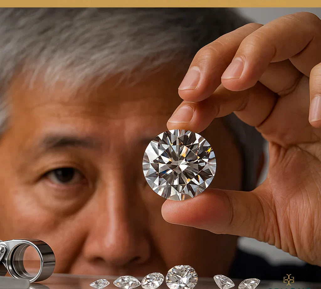 Diamond Jewelers Looking at Diamond with the help of Loupe