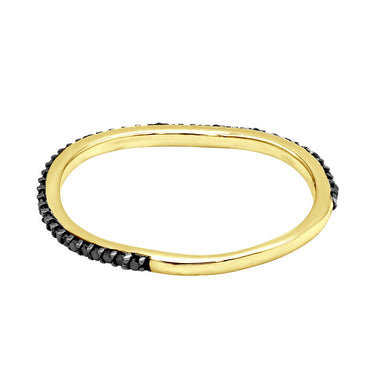 0.29 Carat Round Cut Curved Black Diamond Eternity Ring In Yellow Gold 