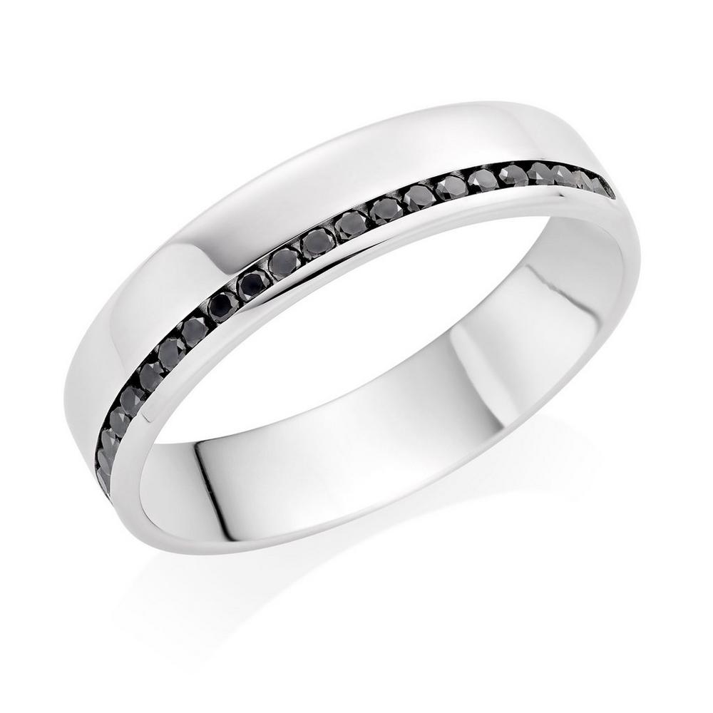 0.31 Ct Round Cut Diamond Channel Setting Black Diamond Half Eternity Wedding Band Men's Wedding Rings