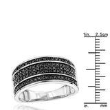 0.66 Carat Round Cut 5 Row Pave Setting Black Diamond Wedding Band In White Gold