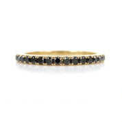 0.65 Ct Round Cut Prong Setting Black Diamond Eternity Ring In Yellow Gold Black Diamond Wedding Rings