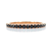 0.65 Ct Round Cut Prong Setting Black Diamond Eternity Ring In Yellow Gold 18K Rose Gold Black Diamond Wedding Rings
