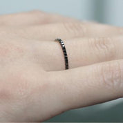 0.53 Ct Round Cut Channel Setting Black Diamond Full Eternity Ring Black Diamond Wedding Rings