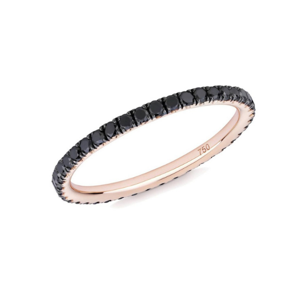 0.53 Ct Round Cut Channel Setting Black Diamond Full Eternity Ring 18K Rose Gold Black Diamond Wedding Rings