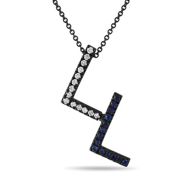 0.53 Carat Diamond and Sapphire Initial Pendant Necklace