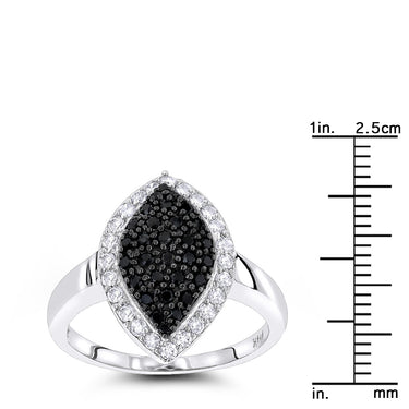 0.70 Ct Round Cut Pave Setting Halo Black And White Diamond In White Gold 