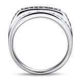 2.10 Ct Round Cut Pave Setting Black And White Diamond Men's Ring