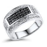 2.10 Ct Round Cut Pave Setting Black And White Diamond Men's Ring