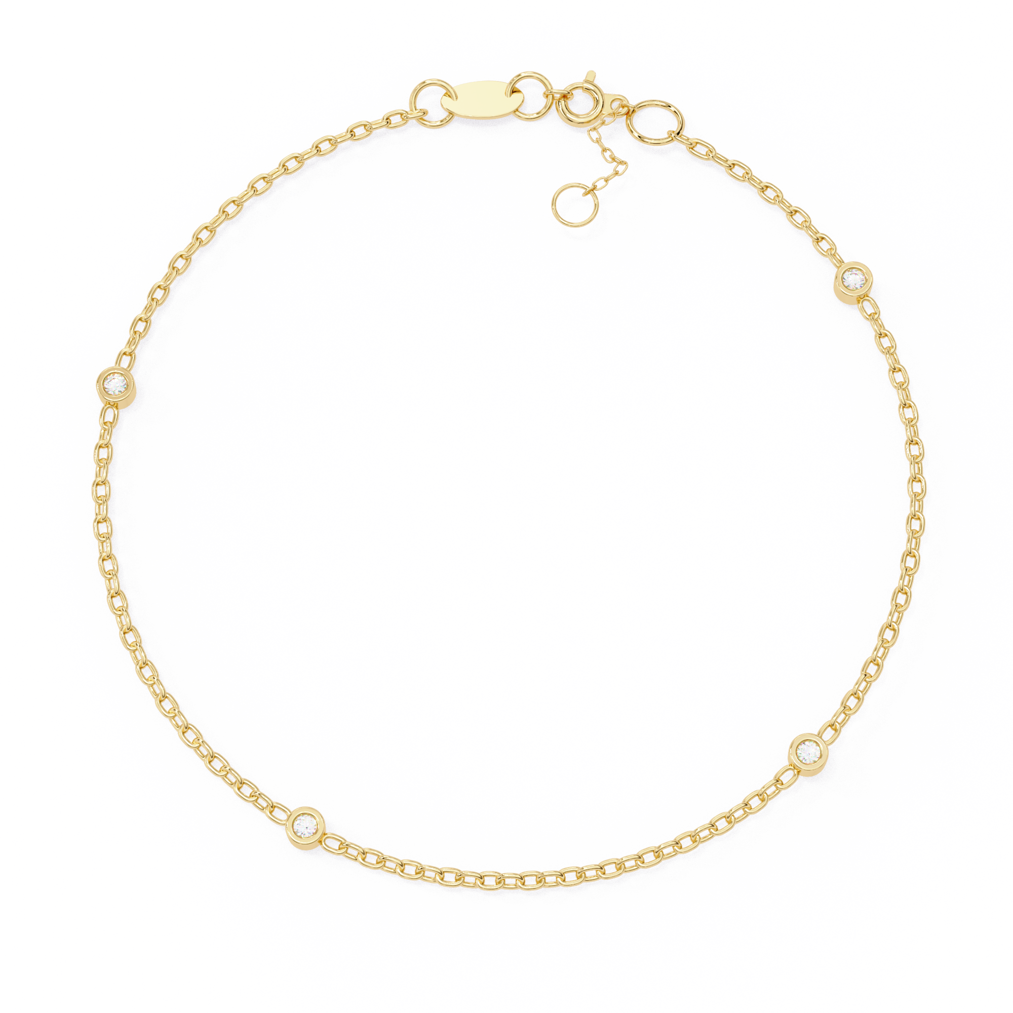 0.07 Carat Round Shape Diamond Bracelet In Yellow Gold 18K Yellow Gold Natural Diamond