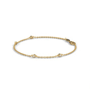 0.07 Carat Bezel Set Diamond Station Bracelet in Yellow Gold