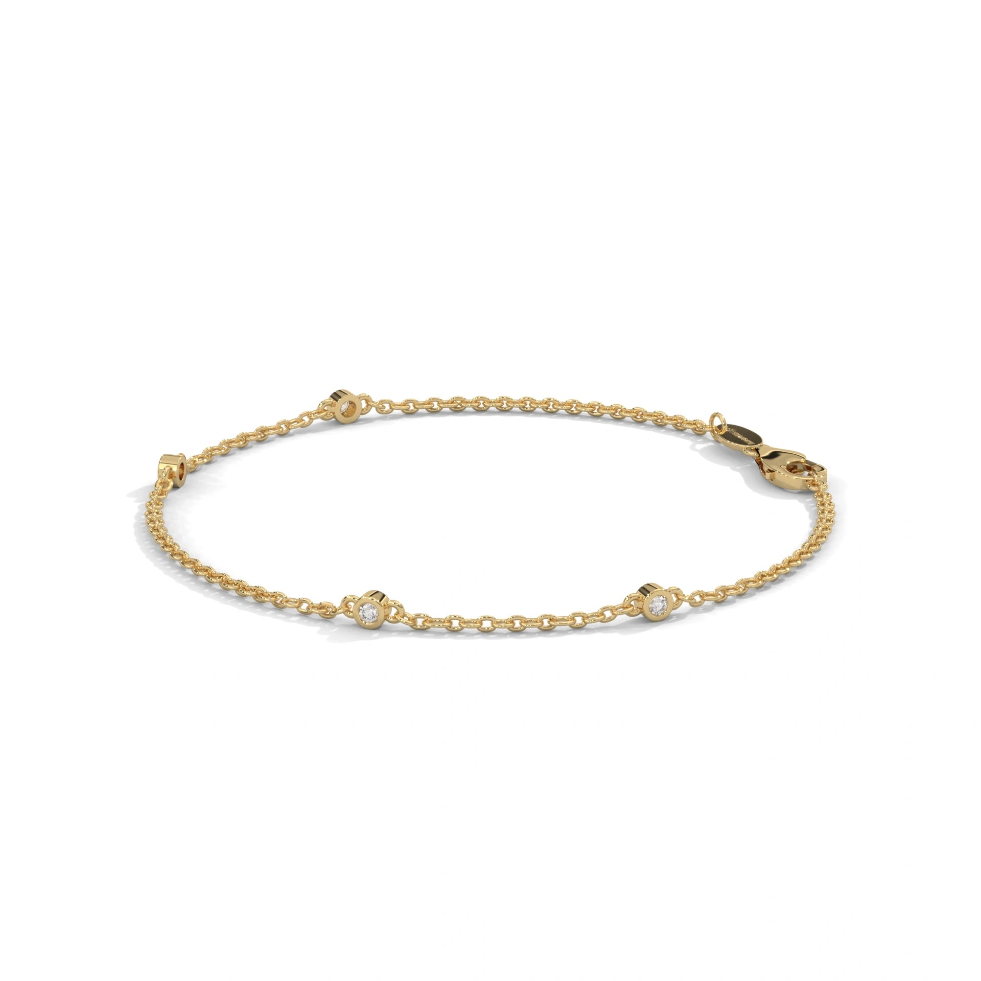 0.07 Carat Bezel Set Diamond Station Bracelet in Yellow Gold