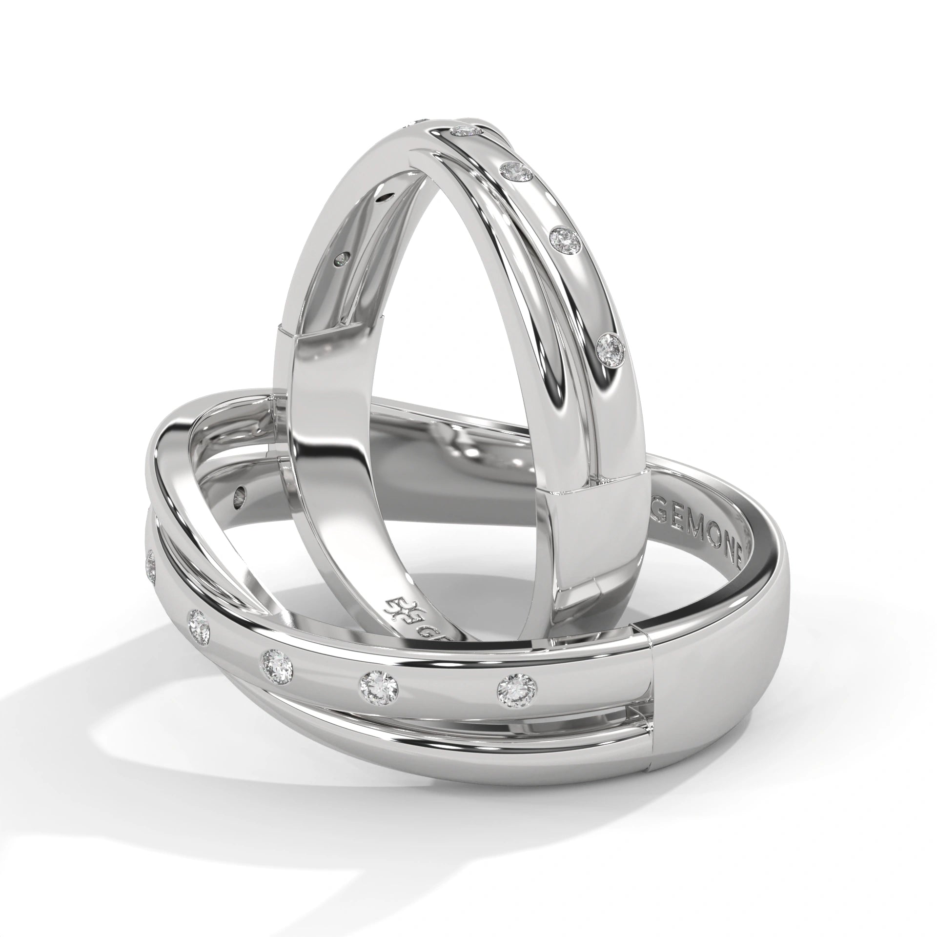 0.04 Ct Lab Diamond Women's Couple Band Set White Gold