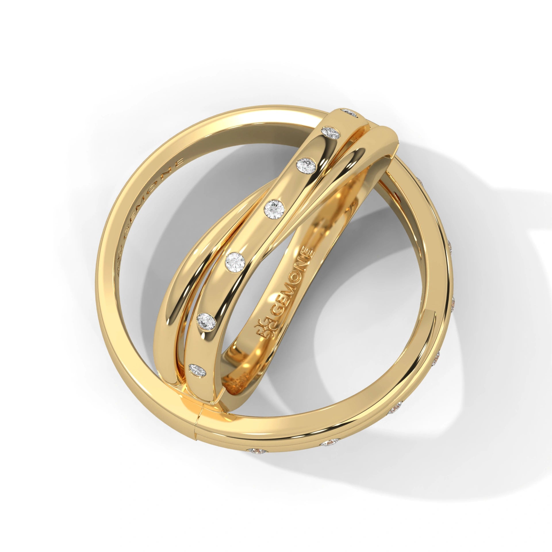 0.04 Ct Lab Diamond Women's Couple Band Set White Gold 18K Yellow Gold Natural Diamond