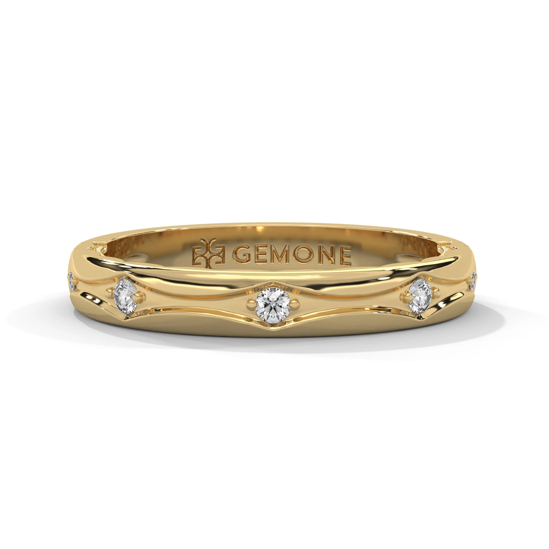 0.08 Ct Lab Diamond Contour Wedding Band 18K Yellow Gold Natural Diamond