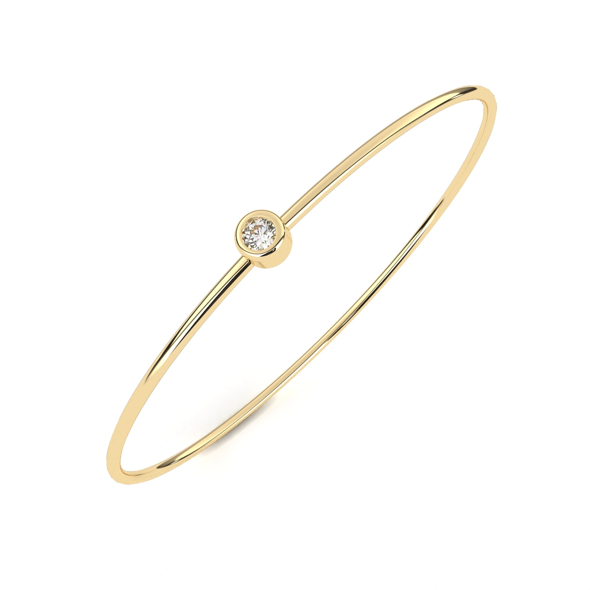 0.11 Carat Bezel Set Diamond Bangle Bracelet in Gold