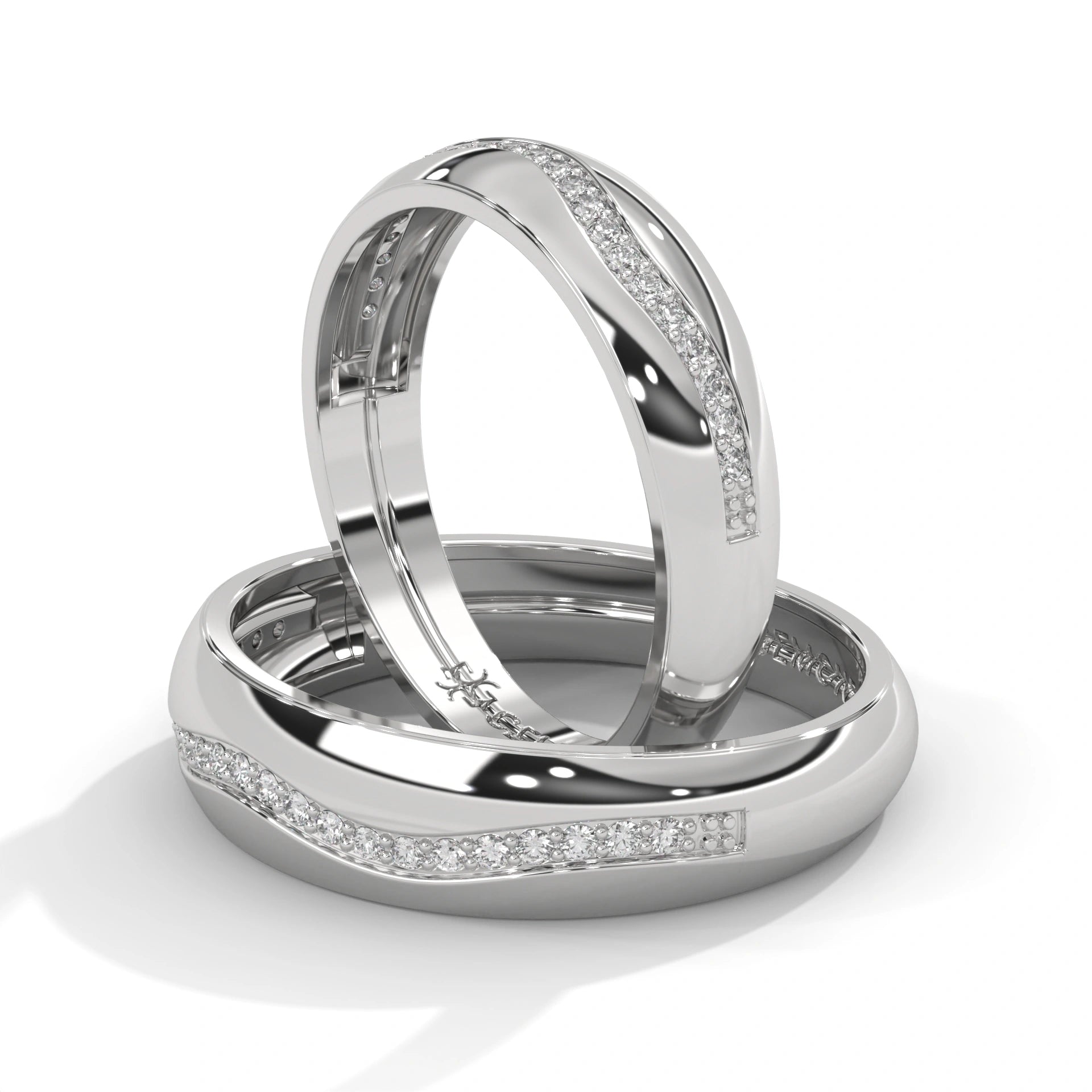 0.12 Ct Women's Lab Diamond Couple Band Set Yellow Gold 950 Platinum Natural Diamond