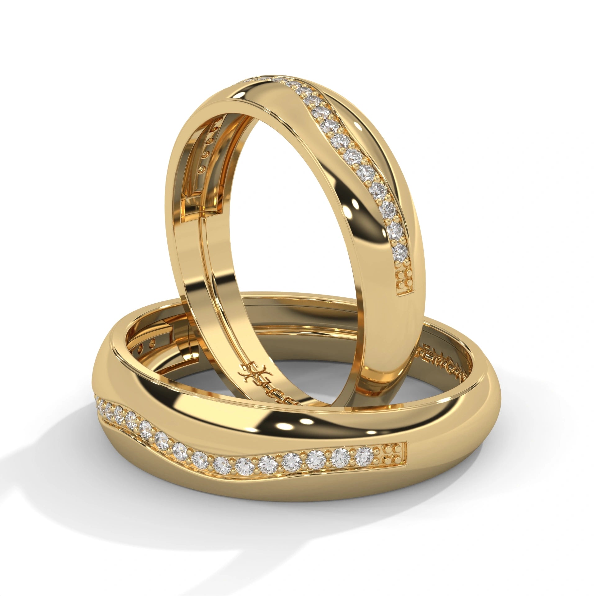 0.12 Ct Women's Lab Diamond Couple Band Set Yellow Gold 18K Yellow Gold Natural Diamond