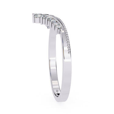 0.15 Carat Round Cut Curved Dimaond Wedding Band In White Gold