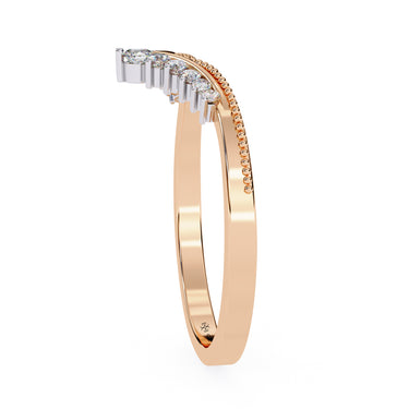 0.15 Carat Round Cut Curved Dimaond Wedding Band In Rose Gold