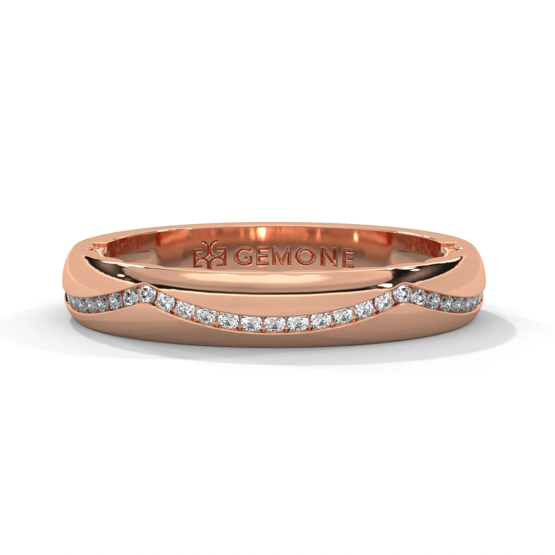 0.16 Ct Lab Diamond Curved Wedding Band Yellow Gold 18K Rose Gold Natural Diamond