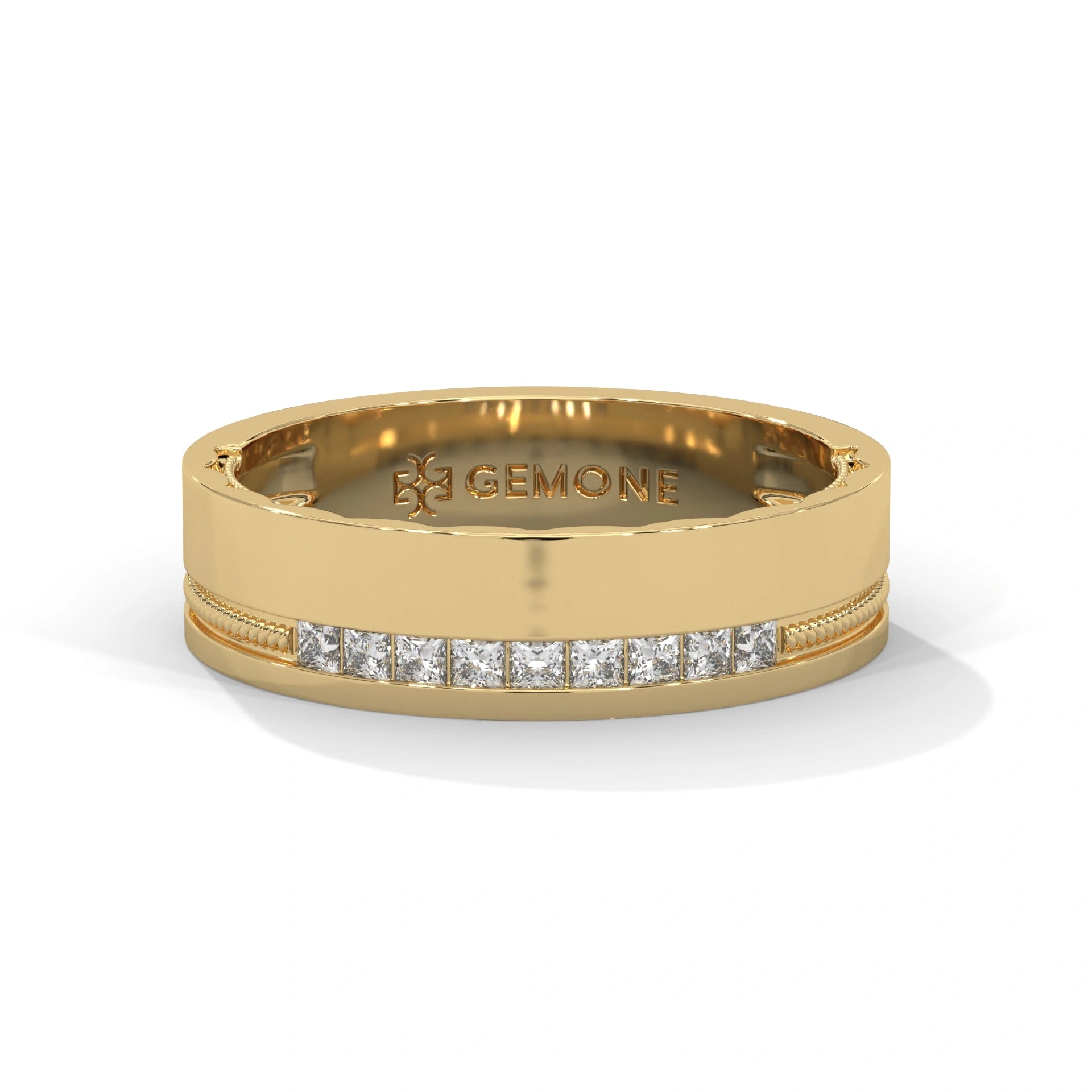 0.18 Ct Princess Lab Grown Diamond Wedding Band 18K Yellow Gold Natural Diamond