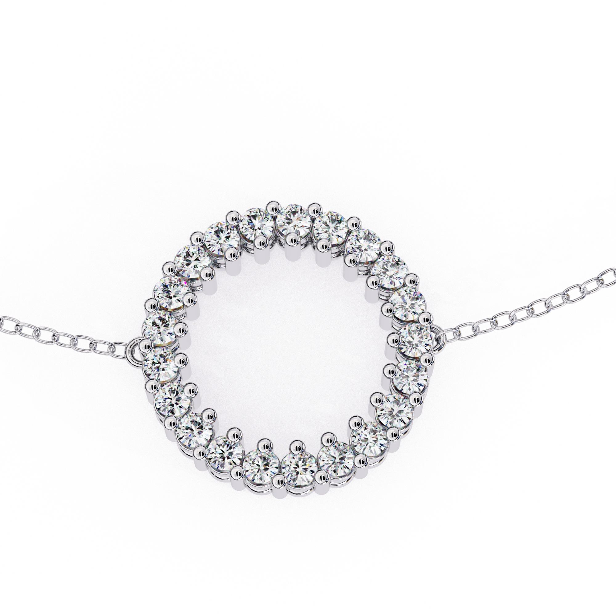 0.19 Carat Round Diamond Open Circle Bracelet in Yellow Gold 950 Platinum Natural Diamond