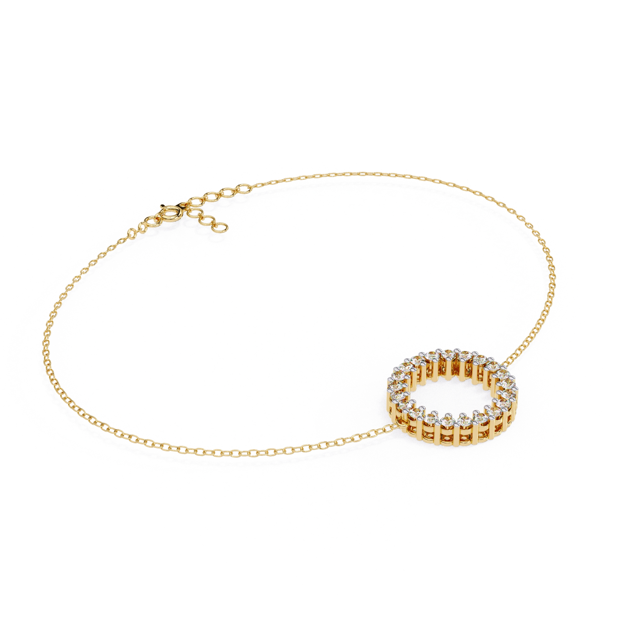 0.19 Carat Round Diamond Open Circle Bracelet in Yellow Gold