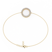 0.19 Carat Round Diamond Open Circle Bracelet in Yellow Gold