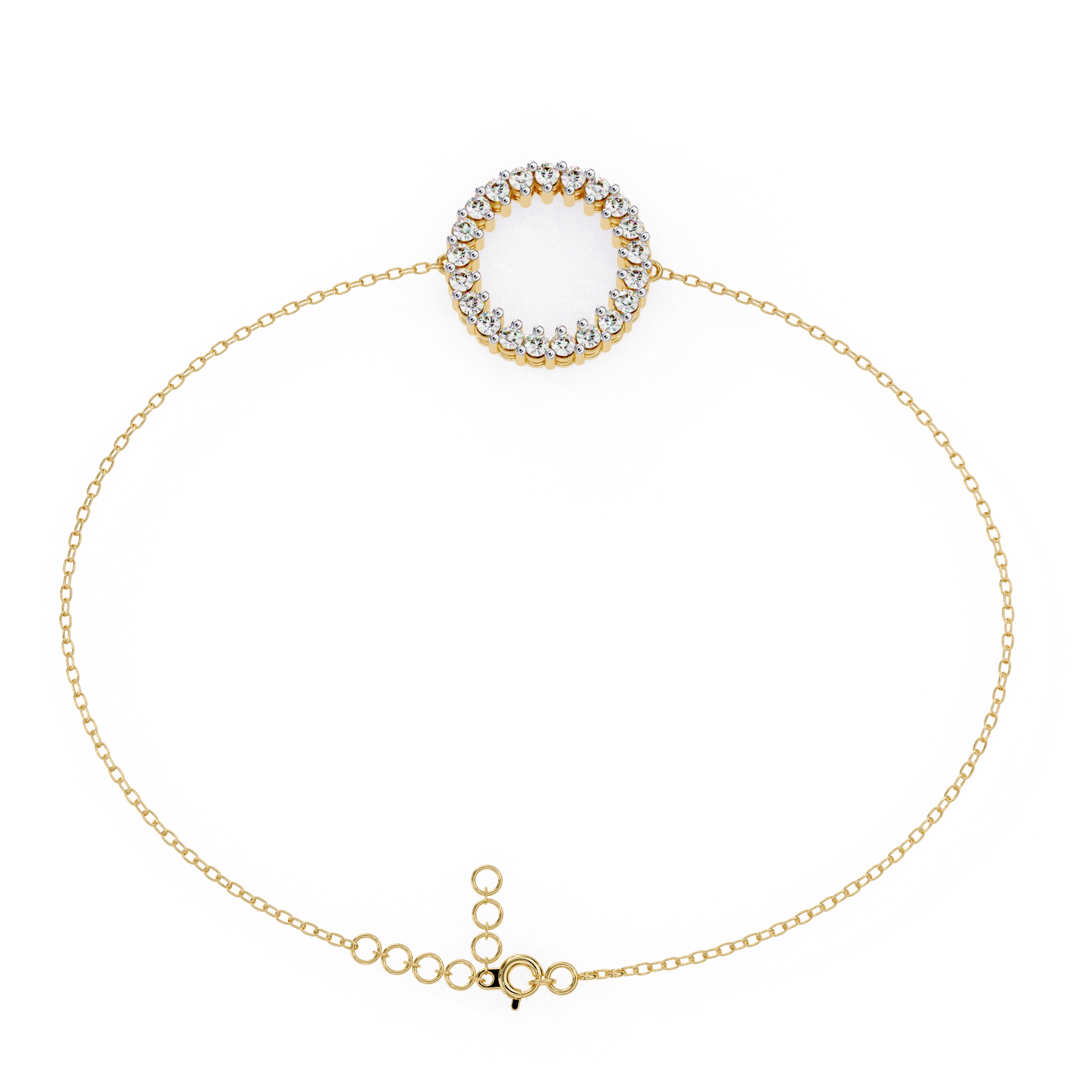 0.19 Carat Round Diamond Open Circle Bracelet in Yellow Gold