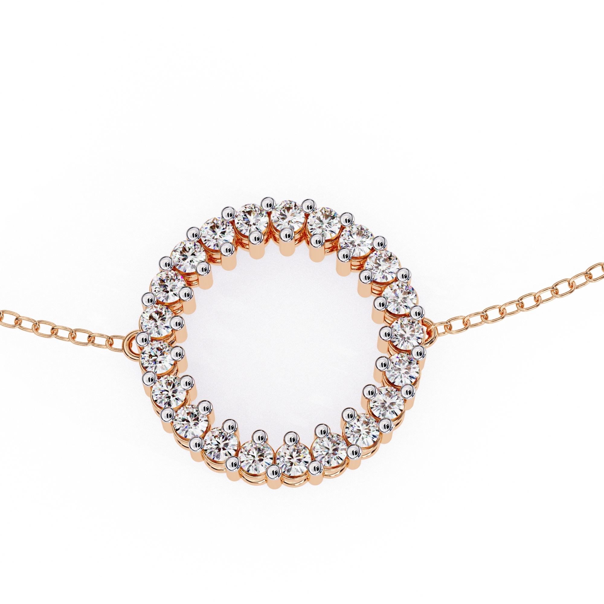 0.19 Carat Round Diamond Open Circle Bracelet in Yellow Gold 18K Rose Gold Natural Diamond
