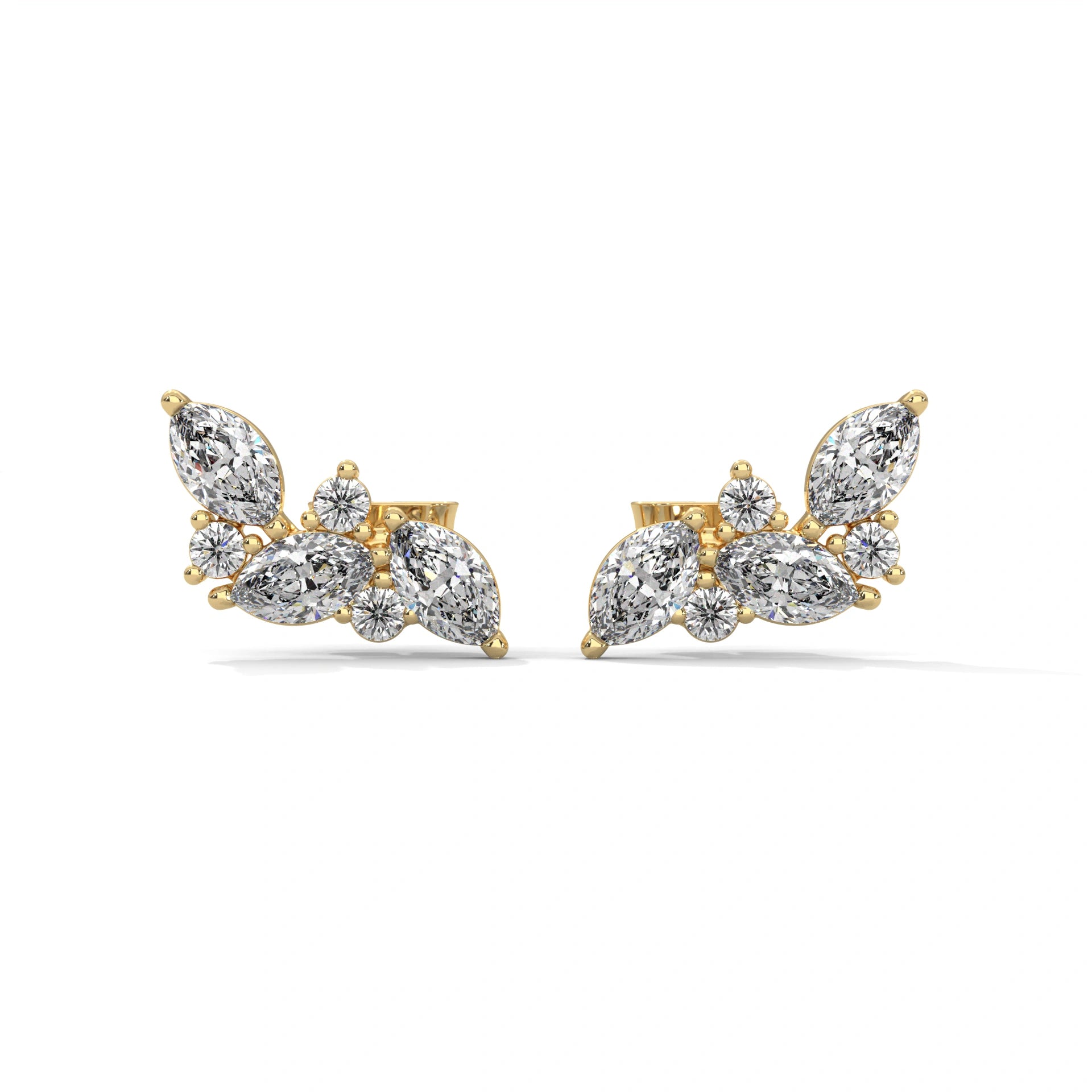 0.20 Ct TWT Marquise Diamond Cluster Stud Earrings For Women 18K Yellow Gold Natural Diamond