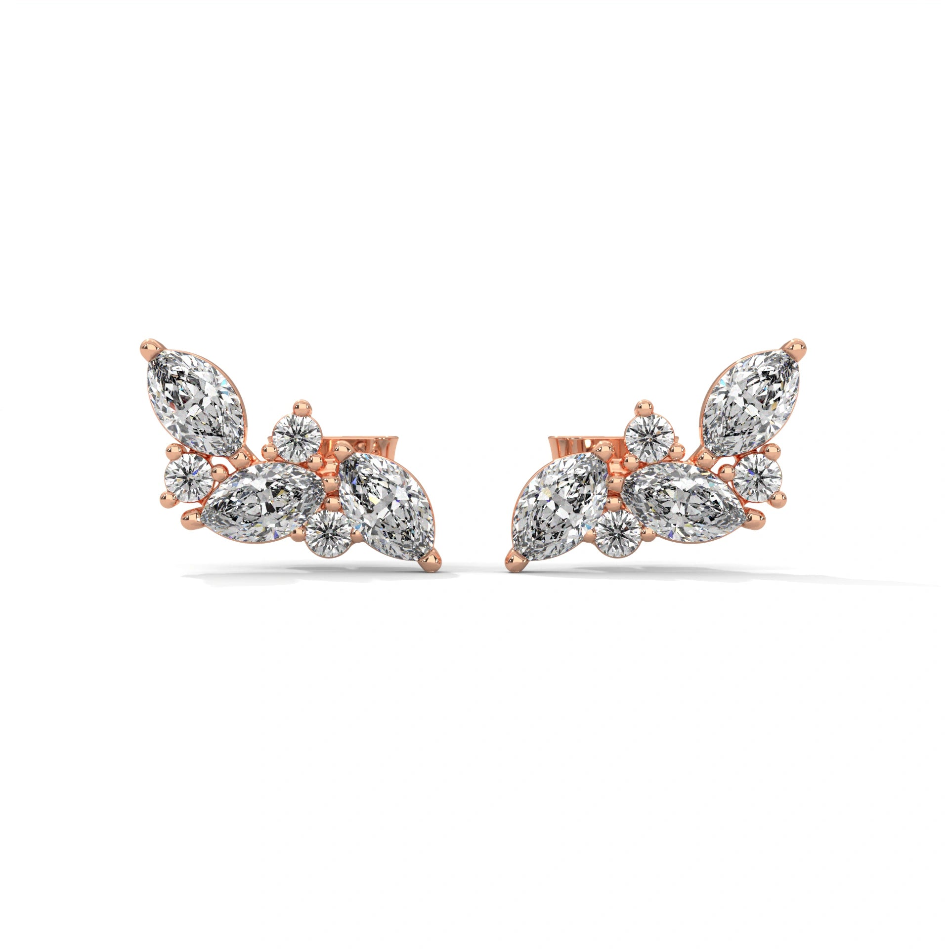 0.20 Ct TWT Marquise Diamond Cluster Stud Earrings For Women 18K Rose Gold Natural Diamond