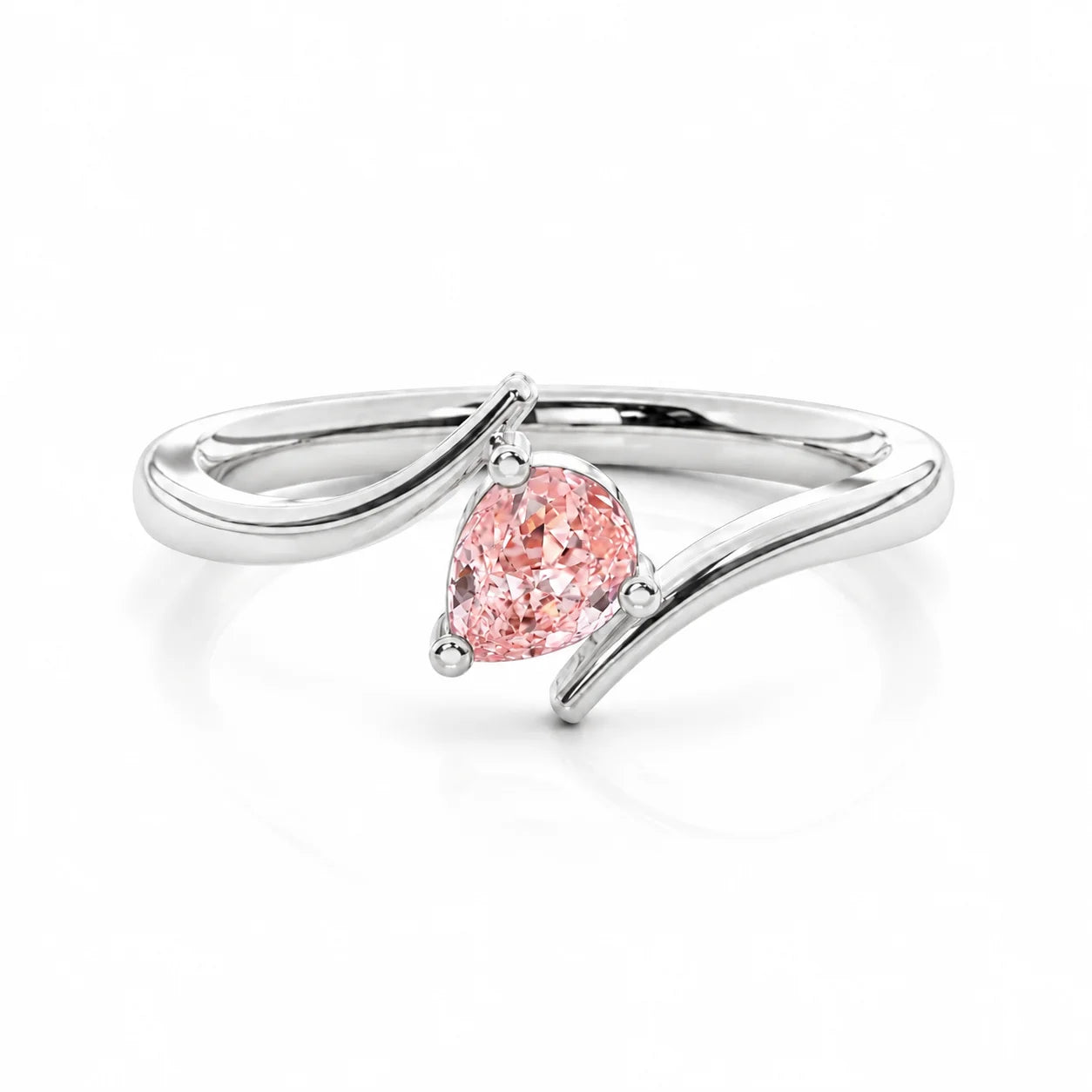 Front View of 0.21 Carat Pink Pear Bypass Ring