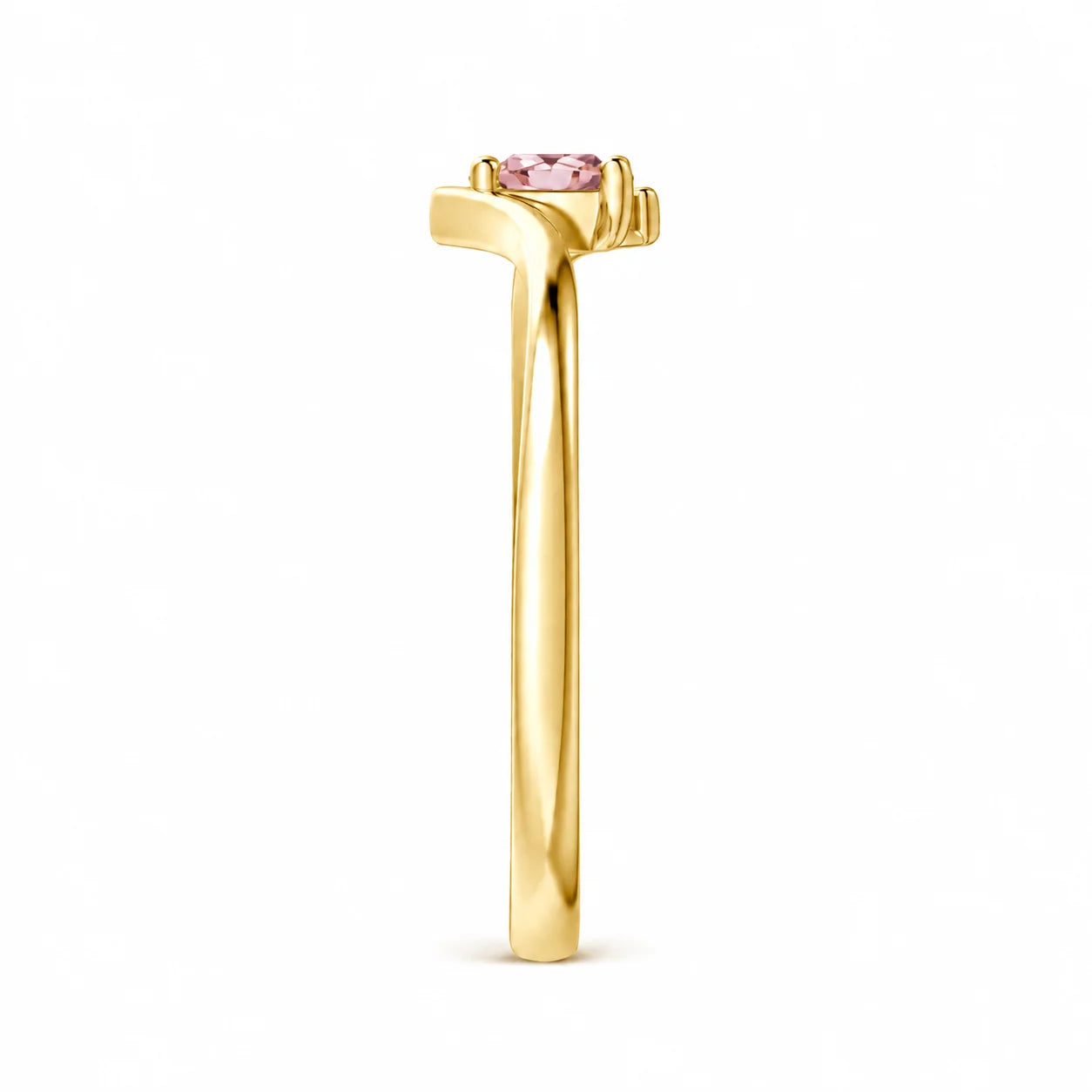Side View Of View of 0.21 Carat Pink Pear Bypass Ring