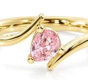 Close Up View of 0.21 Carat Pink Pear Bypass Ring