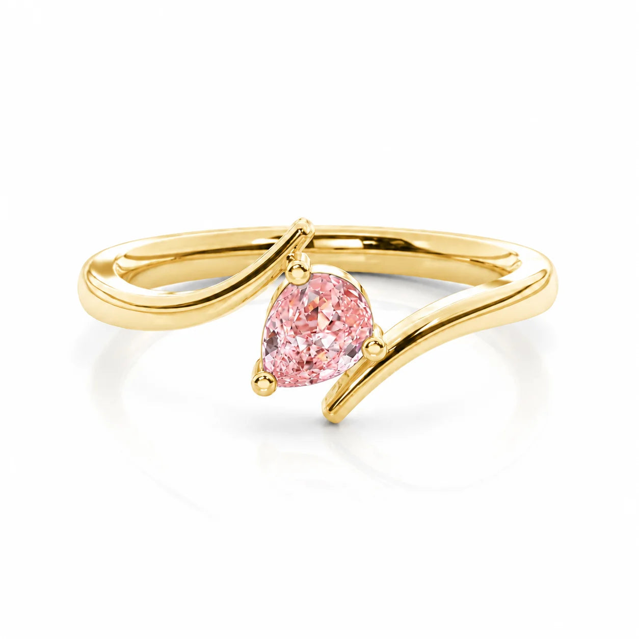 Front View of 0.21 Carat Pink Pear Bypass Ring