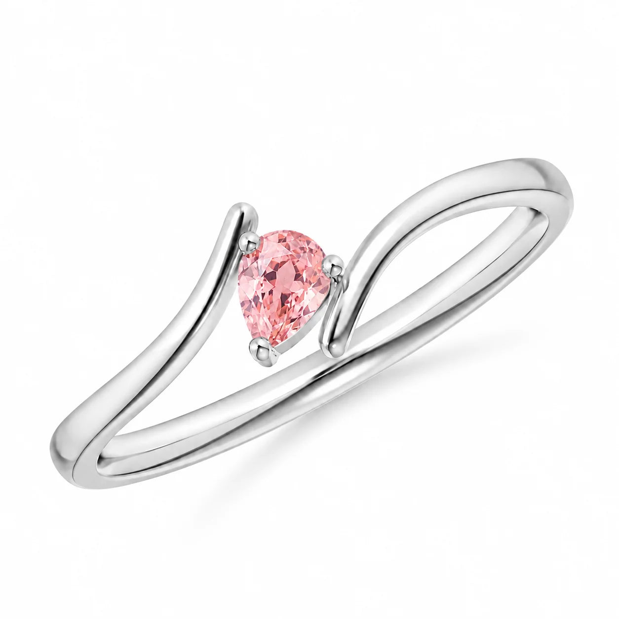 Angled View of 0.21 Carat Pink Pear Bypass Ring