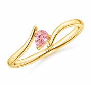 Angled View of 0.21 Carat Pink Pear Bypass Ring