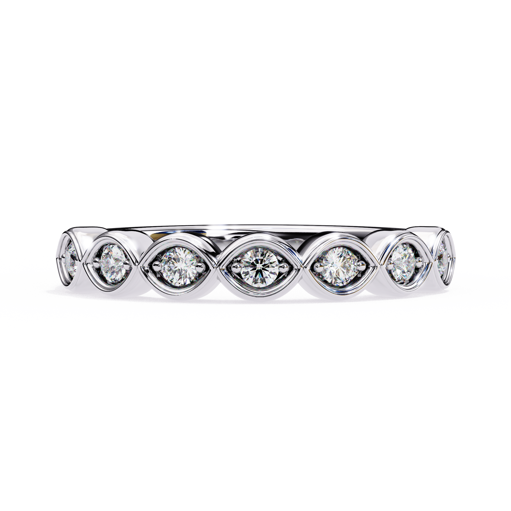 0.21 Carat Round Shape 7 Stone Diamond Wedding Band 950 Platinum Natural Diamond Diamond Wedding Bands