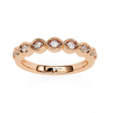 0.21 Carat Round Shape 7 Stone Diamond Wedding Band In Rose Gold