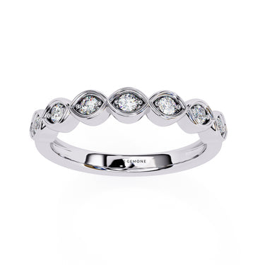 0.21 Carat Round Shape 7 Stone Diamond Wedding Band In White Gold