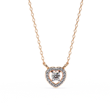 Round Lab Diamond Heart Halo Necklace In Yellow Gold