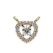 Round Lab Diamond Heart Halo Necklace In Yellow Gold