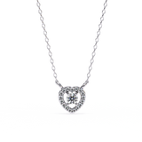 Round Lab Diamond Heart Halo Necklace In Yellow Gold