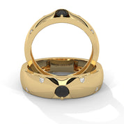 0.31 Carat Men's Black and White Diamond Wedding Band 18K Yellow Gold