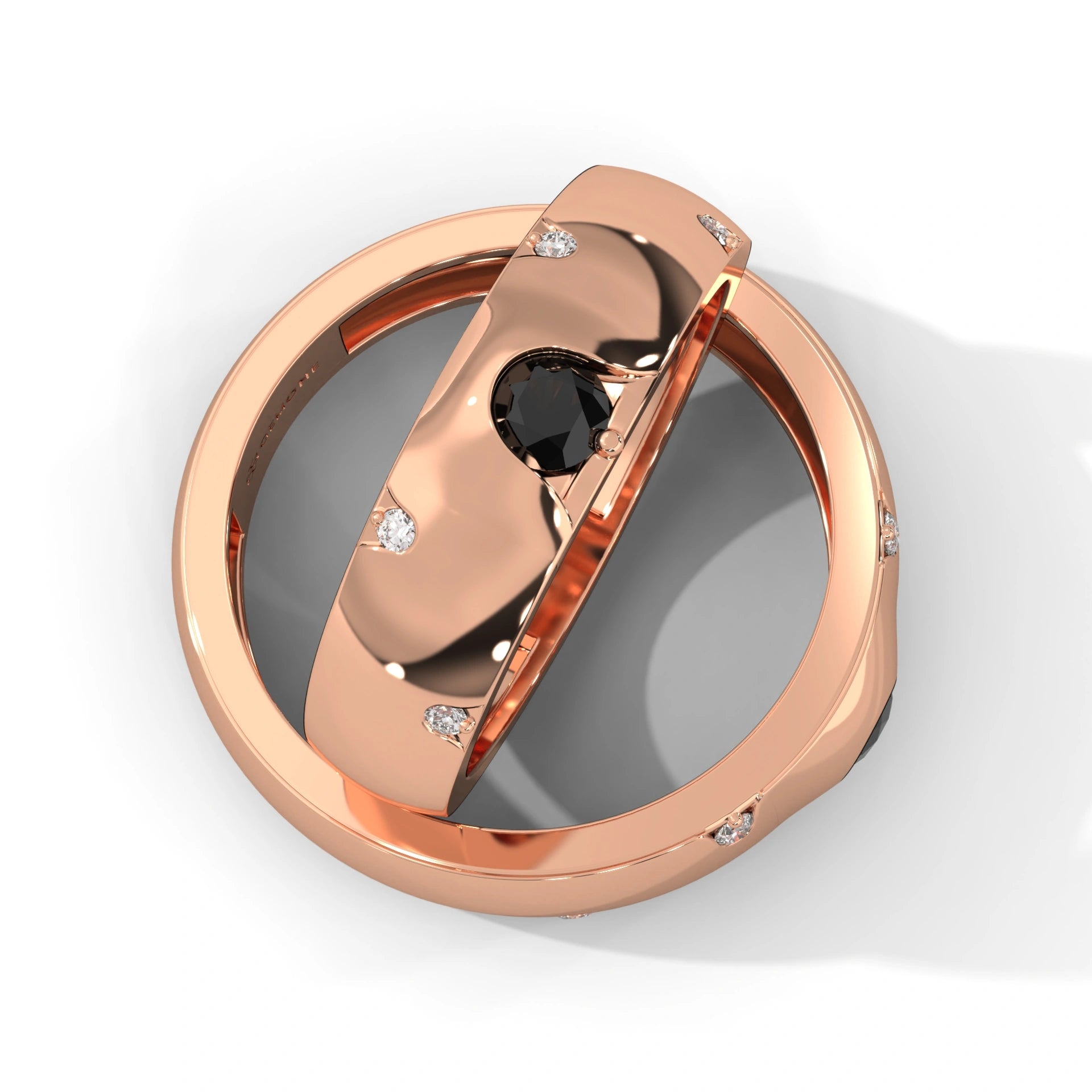 0.31 Carat Men's Black and White Diamond Wedding Band